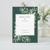 Emerald Green Watercolor Greenerity Gold Wedding RSVP Karte (Stehend Vorderseite)
