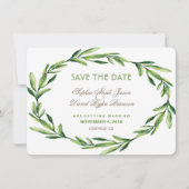 Emerald Green Watercolor Kreath SAVE THE DATE (Vorderseite)