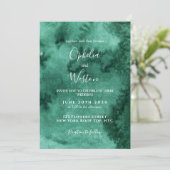 Emerald Green Watercolor Moderne Elegante Hochzeit Einladung (Stehend Vorderseite)