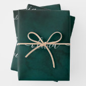 Emerald Green Watercolor Monogram Geschenkpapier Set (Beispiel)