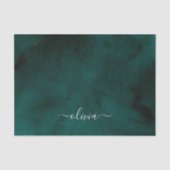 Emerald Green Watercolor Monogram Seidenpapier (Vorderseite)