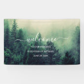 Emerald Green Watercolor Pine Tree Wedding Banner (Horizontal)