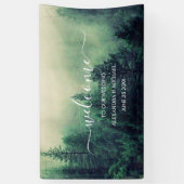 Emerald Green Watercolor Pine Tree Wedding Banner (Vertikal)