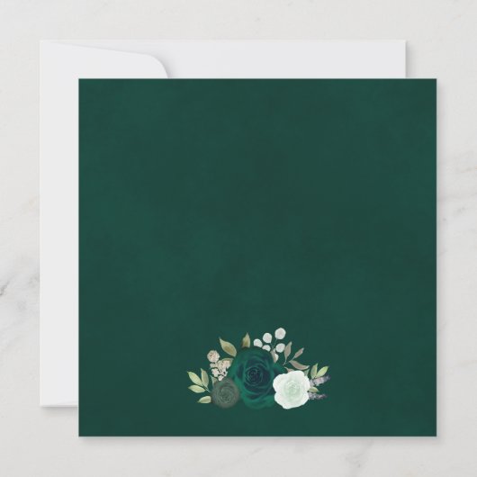 Emerald Green Watercolor Rose Elegante Hochzeit Einladung (Rückseite)