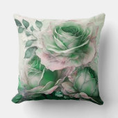 Emerald Green Watercolor Rose erweitert Kissen (Vorderseite)