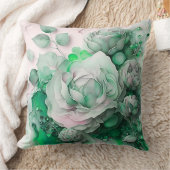 Emerald Green Watercolor Rose erweitert Kissen (Decke)
