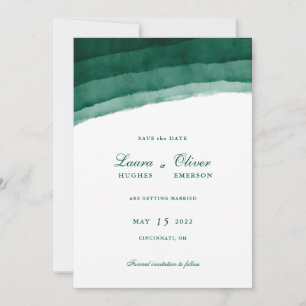 Emerald Green Watercolor Save the Date