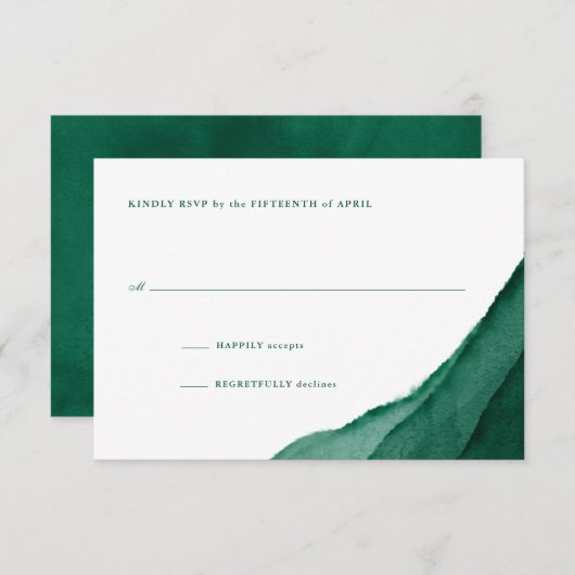 Emerald Green Watercolor Wedding RSVP (Vorne/Hinten)