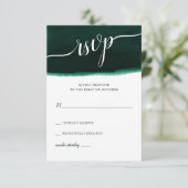 Emerald Green Watercolor Wedding RSVP Karte (Stehend Vorderseite)
