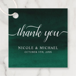 Emerald Green Watercolor Wedding Vielen Dank Geschenkanhänger