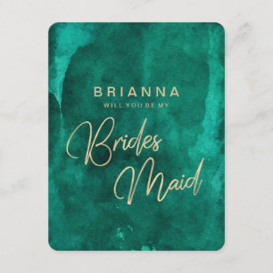 Emerald Green Watercolor wird meine Bridesmaid sei Einladung