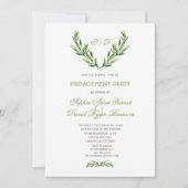Emerald Green Watercolor Wreath-Partner Einladung (Vorderseite)