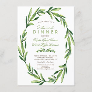 Emerald Green Watercolor Wreath Probe Dinner Einladung