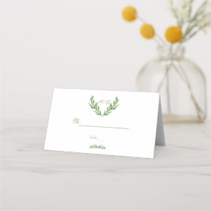 Emerald Green Watercolor Wreath-Tischnummer Platzkarte