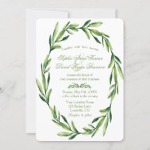 Emerald Green Watercolor Wreath Wedding
