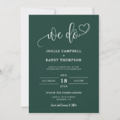 Emerald Green We Do Boho Wedding QR Code Foto Einladung (Vorderseite)