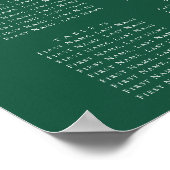 Emerald Green Wedding 16 Table Seating Chart Poster (Ecke)