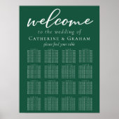 Emerald Green Wedding 16 Table Seating Chart Poster (Vorne)