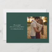 Emerald Green Wedding 2 Foto Elegantes Skript Save The Date (Rückseite)