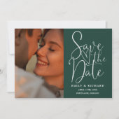 Emerald Green Wedding 2 Foto QR Code Skript Save The Date (Vorderseite)