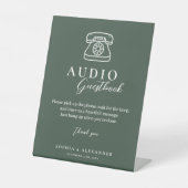 Emerald Green Wedding Audio Guestbook Sign Sockelschild (Vorderseite)