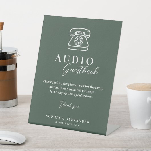 Emerald Green Wedding Audio Guestbook Sign Sockelschild (In SItu)