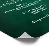  Emerald Green Wedding Bar Menu  Poster (Ecke)