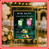 Emerald Green Wedding Bar Menu Poster