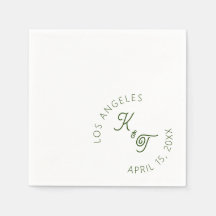 Emerald Green Wedding Cocktail Napkin