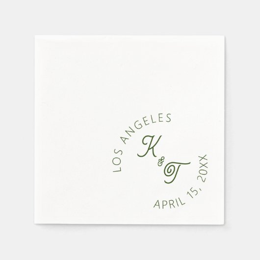 Emerald Green Wedding Cocktail Napkin Serviette (Vorderseite)