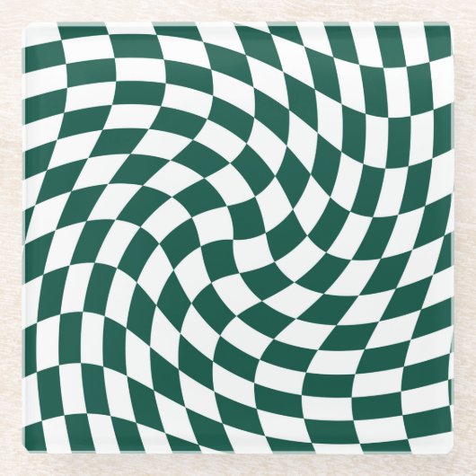 Emerald Green Wedding Collection Karo überprüft Glasuntersetzer (Vorderseite)