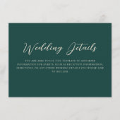 Emerald Green Wedding Details Begleitkarte (Vorderseite)
