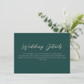 Emerald Green Wedding Details Begleitkarte (Stehend Vorderseite)