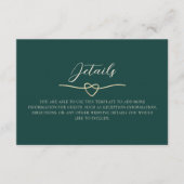 Emerald Green Wedding Details Card Begleitkarte (Vorderseite)