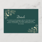 Emerald Green Wedding Details Enclosure Card Begleitkarte (Vorderseite)