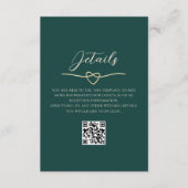 Emerald Green Wedding Details QR Code Begleitkarte (Vorderseite)
