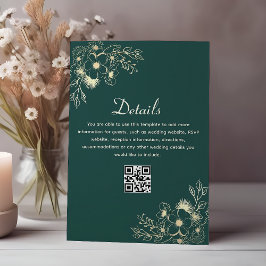 Emerald Green Wedding Details QR Code Begleitkarte