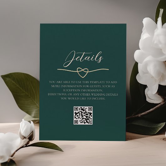 Emerald Green Wedding Details QR Code Begleitkarte