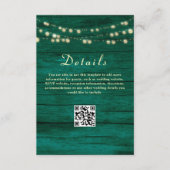Emerald Green Wedding Details QR Code Begleitkarte (Vorderseite)