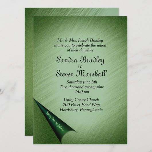 Emerald Green Wedding Einladung (Vorne/Hinten)