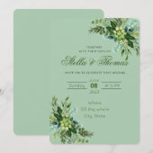 Emerald Green Wedding Einladung Ankündigung (Vorne/Hinten)