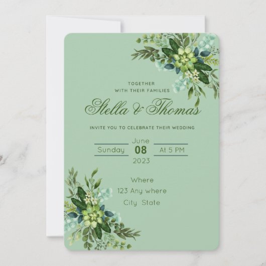 Emerald Green Wedding Einladung Ankündigung (Vorderseite)