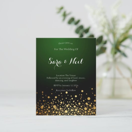 Emerald Green Wedding Einladung beliebt (Stehend Vorderseite)