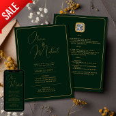Emerald Green Wedding Einladung mit Gold Text