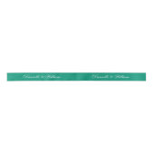 Emerald Green Wedding Elegante Script Kalligraphie Satinband (Vorderseite)