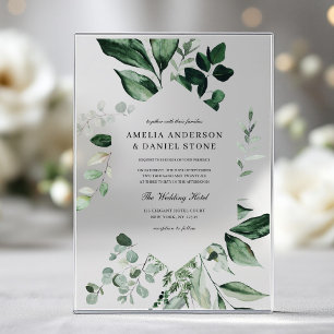 Emerald Green Wedding Eucalyptus Greenery Elegant Acryleinladungen