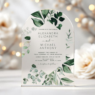 Emerald Green Wedding Eucalyptus Greenery Elegant Acryleinladungen