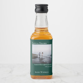 Emerald Green Wedding Foto Liebe & Danke Mini Alkoholflaschenetikett