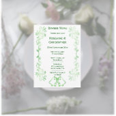 Emerald Green Wedding Menu Card Bells Scrollwork Menükarte