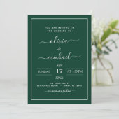 Emerald Green Wedding mit Foto Einladung (Stehend Vorderseite)